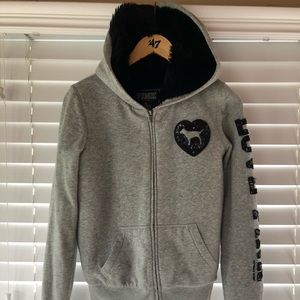 Victoria Secret Pink full zip fuzzy lined hoodie